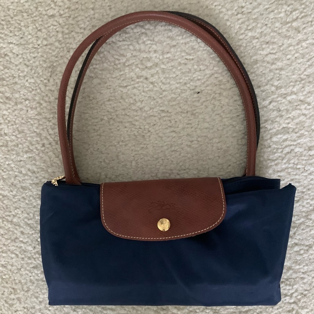Navy Blue Longchamp Le Pliage Original Tote size L